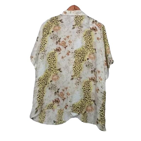 Vintage Voir Collection Animal & Floral Print Button Front Plus Size Blouse 22 - Picture 3 of 5